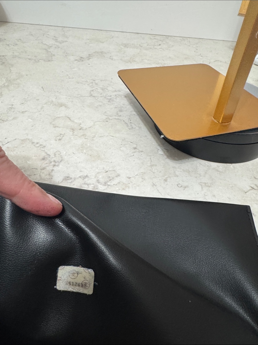 Black Patent Leather Shoulder Tote with Gold Hardware - Picture 16 of 17